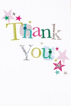 This thank you card captures the cheerful energy of Mile End, its design speaking to the vibrant spirit of the local community. The words 'Thank You' are stitched across the front-a lively patchwork of colours from bright green to soft blue, each letter enriched by subtle patterns like polka dots and fine lines reminiscent of hand embroidery. Some letters glint with silver, catching the light as you might glimpse sunlight flickering through the trees along Tredegar Square. Stars in shades of magenta, teal, and gold scatter across the corners, resembling jubilant confetti after a community gathering. The card's print delivers a pleasing tactility, blending handcrafted warmth with a sense of celebration. Set against a clean, white background, the design radiates gratitude as pure as blossom-laden branches lining Grove Road in the spring. It's easy to envision this card paired with a bouquet arranged by a local florist-offering honest thanks and heartfelt memories, ready to brighten a recipient's day anywhere in Mile End.